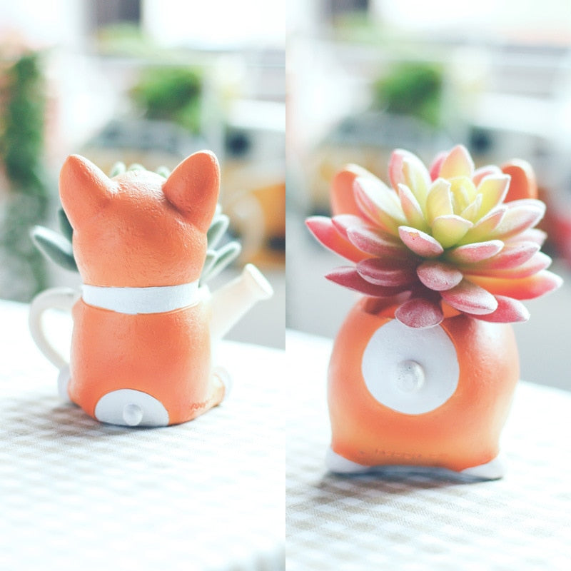 1pc Creative Resin Corgi Succulent Plant Pots Mini Flower Pot