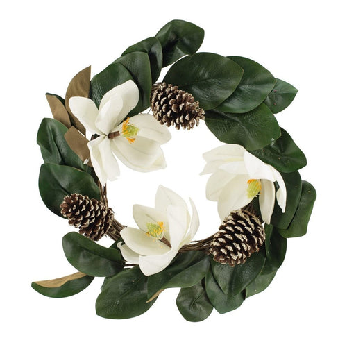 22' Creamy White Magnolia Wreath