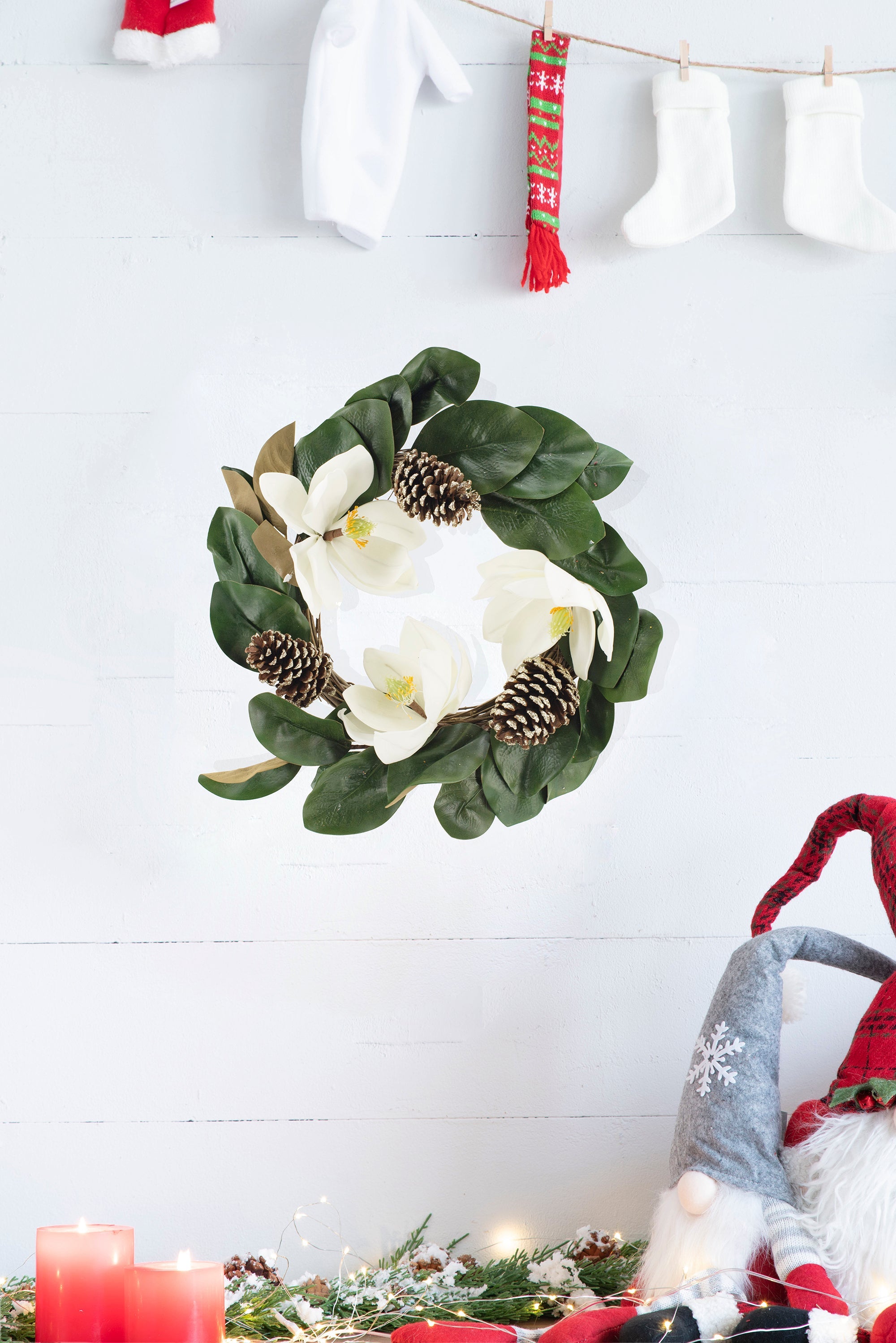 22' Creamy White Magnolia Wreath